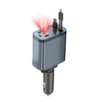 Chargeur de voiture TURUI TR-CS19 Projecteur Ciel Étoilé 90W Adaptateur de charge rapide 5-en-1 avec câbles spirales doubles Prise rotative à 180 degrés