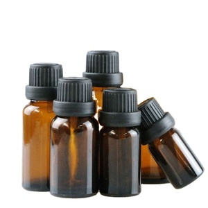 ขวดแก้วสีน้ำตาลอำพันขนาด 5 มล./10 มล./15 มล./20 มล./30 มล. สำหรับบรรจุน้ำมันหอมระเหยแบบหยด พร้อมหลอดหยดแบบยุโรป - Product Image 1