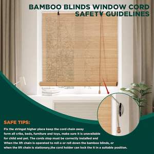 ستائر رومانية من الخيزران سهلة التركيب، ستائر دوارة للنوافذ الداخلية/الخارجية، مقاس 23 بوصة عرض × 48 بوصة ارتفاع، صنع في الصين - Product Image 4