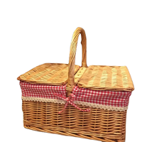 Groothandel Hot Selling Hoge Kwaliteit Vintage Rechthoekige Wicker Ecologische Multifunctionele Opbergmand met Deksel en Handvatten voor Picknick