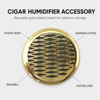 Disque humidificateur en plastique doré pour cigares, réutilisable, anti-humidité, accessoire pour humidor à tabac, insert de rangement pour cigares avec logo personnalisé