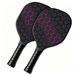 Palas de Pickleball Negras con Patrón Hexagonal, Agarre Antideslizante, Forma Estándar, Juego de 2 Piezas para Adultos, para Todas las Estaciones - Product Image 1