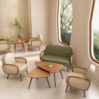 Style nordique du sud-est asiatique en bois massif rotin café boutique canapé stand Table ensemble cuir Durable Commercial Restaurant meubles