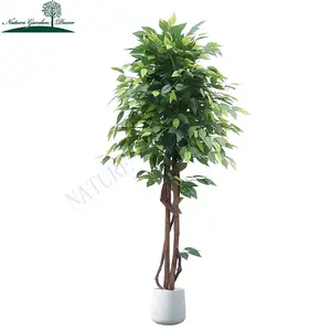 Decorative Artificial Banyan Leaves Tree Fake Green Plants For House Ficus Microcarpa