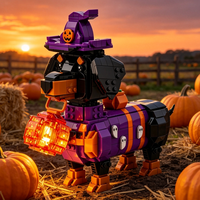 Kit de briques pour chien fantôme rayé effrayant, lanterne citrouille lumineuse, décoration d'Halloween à assembler soi-même