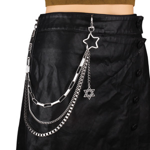 โซ่คาดเอวสไตล์พังก์สำหรับผู้หญิง ประดับดาว หลายชั้น โซ่คล้องกางเกง โลหะผสมสังกะสี เครื่องประดับฮิปฮอป สำหรับใส่ทุกวัน - Product Image 2