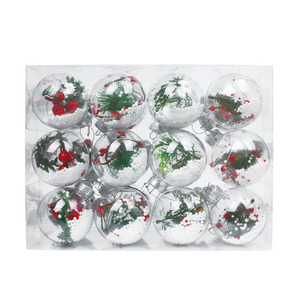 8cm Shatterproof Colorful Seamless Clear PET <b>Christmas</b> Balls 24Pcs Xmas <b>Tree</b> Window Hanging Ornaments - Product Image 5
