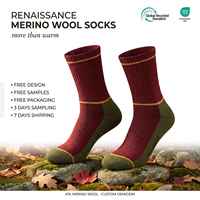 Muestra Gratuita de Calcetines de Lana Merino para Exteriores, Calcetines de Diseño Personalizado, Calcetines de Media Pantorrilla Gruesos sin Costuras con Bucle de Rizo para Senderismo/Esquí