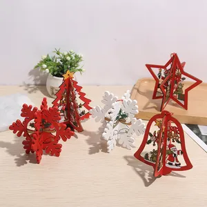 Хит продаж, деревянный Рождественский кулон, деревянный ручной полый DIY 3D подвесные украшения для рукоделия