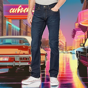 Jeans Personalizados con Efecto Desgastado, Parches Bordados de Denim, Diseño Floral y de Leopardo, Estilo Vintage de los 80, Cintura Doble, Color Azul Deslavado, Parches con Remaches para Hombre - Product Image 2