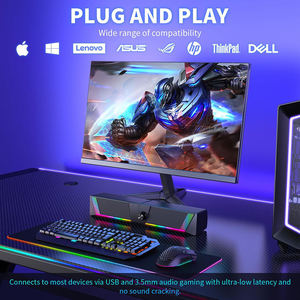 Haut-parleurs d'ordinateur, barre de son PC, haut-parleurs de jeu pour PC, ordinateur portable, ordinateur de bureau, caisson de basses, haut-parleurs filaires RGB, alimentés par USB, 3,5 mm Aux - Product Image 5