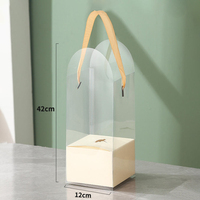 Boîte d'emballage en plastique transparente personnalisée en PVC/PET pour fleurs, avec poignée et plateau en papier, présentoir carré transparent pour fleurs de mariage