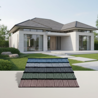 Tuile de toiture en métal revêtue de pierre certifiée CE, moderne, résistante à la chaleur, ignifuge et imperméable pour villas, parcs et résidences