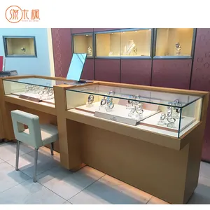 Escaparate de muebles de tienda de joyería de lujo de cristal con iluminación LED, vitrina de tienda de relojes de fábrica independiente en China