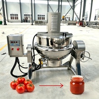 Marmite de cuisson inclinable à agitation automatique en acier inoxydable pour la fabrication de sauce tomate, pâte de piment et confiture