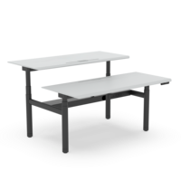 Bureau intelligent à hauteur réglable électrique au design moderne en métal avec 2 moteurs, tiroir en forme de L, cadre en fer, usage commercial