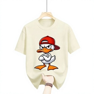 เสื้อยืดผู้ชายลายการ์ตูนเป็ด แขนสั้น คอกลม ทรงปกติ พิมพ์ลายดิจิทัล ผ้าเจอร์ซีย์ 100% ผ้าฝ้าย ระบายอากาศได้ดี - Product Image 1