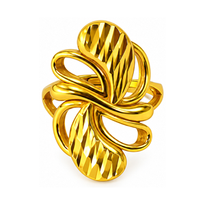 Bague Aile Sculpturale en Alliage Plaqué Or, Bague Cocktail Ouverte Ajustable, Bijou de Mode Moderne Unisexe - Product Image 1