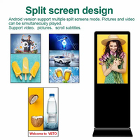 Affichage vidéo Android intérieur de 55 pouces, ultra-fin, sur pied, vertical, écran tactile numérique, kiosque publicitaire au sol