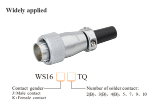 WEIPU WS16-TQ zinc mâle connecteur de câble métallique 2pin 3pin 4pin prise d'aviation avec la douille DE PVC - Product Image 2