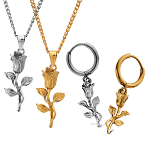 Perhiasan Pedang Anting-Anting Baja Tahan Karat Emas 18K Anting-Anting Sayap Malaikat Tanpa Noda Kalung Salib Pria Wanita Trendi - Product Image 4