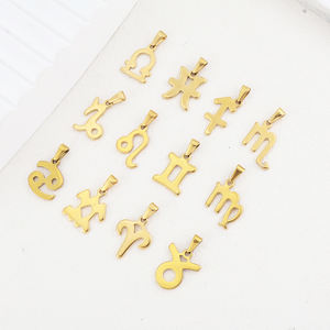 INS Simple 18K PVD Plaqué Or DIY Bijoux En Acier Inoxydable Charmes Du Zodiaque <span class=keywords><strong>Horoscope</strong></span> avec Anneau De Saut Raccord pour Enfants - Product Image 3