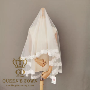 QUEENS GOWN Derniers accessoires de robe de mariée Élégance simple Voiles de mariée courts en tissu de maille - Product Image 2