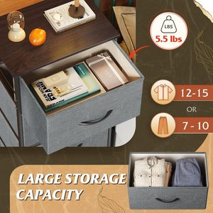 Cômoda de Tecido que Economiza Espaço com 4 Gavetas e Tampo de Madeira, Baú de Armazenamento Pequeno para Quarto e Closet - Product Image 5