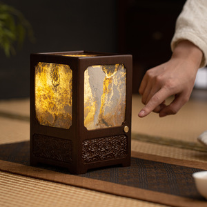Lámpara de Mesa Rectangular de Estilo Chino con Luz Ambiental de Roca, para Ceremonia del Té, Decoración del Hogar, Origen Dehua - Product Image 3