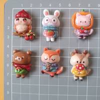 Cabochons en résine à dos plat, série Animaux de dessin animé brillants, pour épingles à cheveux, scrapbooking, bijoux DIY, artisanat et accessoires de décoration
