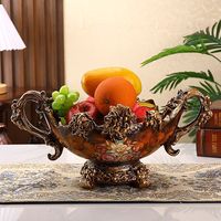 Ensemble d'ornements de table basse en résine époxy sculptée, style art populaire artistique, comprenant une assiette à fruits européenne, une boîte à mouchoirs et une figurine lavable, personnalisable