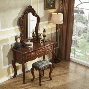 Cómoda de Madera Maciza Tallada de Estilo Clásico Americano con Espejo para Dormitorio, Muebles de Hotel E425 - Product Image 2