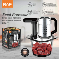 RAF R.7617 Fufu Machine Voedselverwerker 300W 3.0L Glazen Kom 360 Graden Hak- en Snijdsysteem voor Vlees, Fruit, Groenten, Keukenbereiding