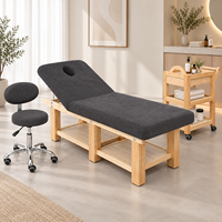 Table de massage professionnelle en gros avec dossier réglable, coussin épais de 10 cm, lit de spa en bois massif pour spa et salon