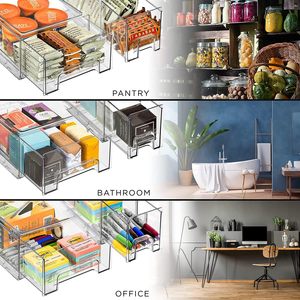 Sorbus 3-Pack accatastabile Pull Organizer bidoni frigo trasparente cassetti per la conservazione degli alimenti cucina congelatore 1 medio 2 piccolo - Product Image 2