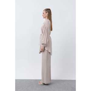 Ensemble tunique à col mandarin pour femme, manches longues, 14329TKS, pantalon large à jambe longue, tenue coordonnée - Product Image 6