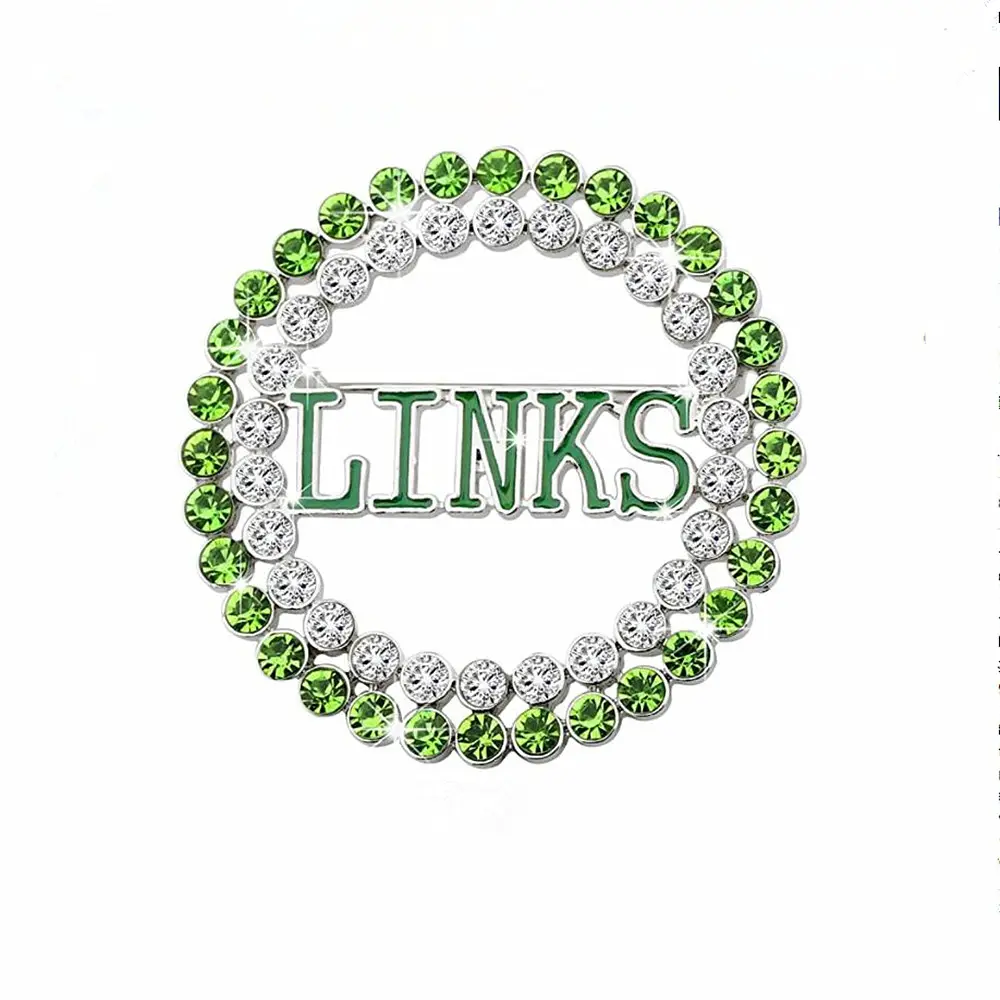 Broche en alliage pour femmes, cercle en forme de cercle, cristal vert blanc, grec, lettres, Club, qualité supérieure