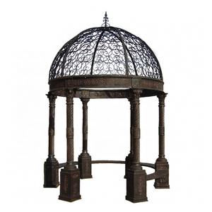 Gazebo <span class=keywords><strong>de</strong></span> hierro fundido clásico, escultura para jardín, antiguo, negro - Product Image 6