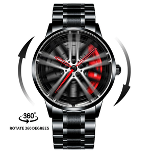 นาฬิกาข้อมือดีไซน์เฉพาะสำหรับผู้ชาย รุ่นกันน้ำ ตัวเรือนโลหะผสมขนาด 42 มม. หน้าปัดลายล้อรถ พร้อมเข็มบอกเวลา ระบบควอตซ์ เครื่อง SEIKO สายสแตนเลส ส่งแบบดรอปชิปปิ้ง - Product Image 1