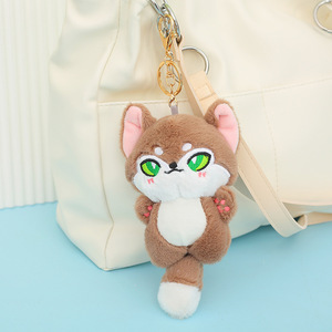 Porte-clés en peluche <span class=keywords><strong>loup</strong></span> aux grands yeux, style dessin animé mignon, jouets en peluche pour enfants, breloques, poupées en peluche - Product Image 3