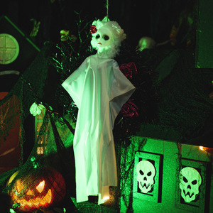 Guirlande de porte fantôme blanche pour Halloween, décoration effrayante pour fête, accessoires de décoration pour maison hantée - Product Image 2