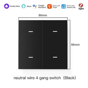 Passerelle Zigbee, interrupteurs intelligents Tuya, 1/2/3/4 gangs, bouton poussoir, interrupteur mural intelligent pour éclairage, système d'automatisation <span class=keywords><strong>de</strong></span> la maison, commande vocale - Product Image 5