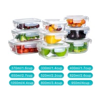 Boîte à lunch en verre borosilicate hermétique, boîte de conservation alimentaire en verre, contenants de préparation des repas en verre avec couvercles verrouillables