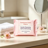 Lingettes féminines équilibrées en pH OEM ODM, 15 lingettes par paquet, pour l'hygiène intime quotidienne