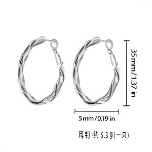 Pendientes de Aro Brillantes de Aleación de Zinc Plateada, Estilo Verano 2025, Joyería de Moda - Product Image 4