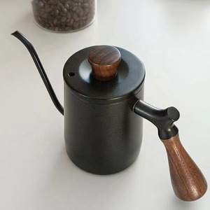 Hervidor de café de cuello de cisne de acero inoxidable de 350ml y 500ml, tetera portátil con tapa y mango de madera, diseño moderno - Product Image 6