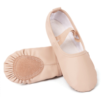 Chaussons de ballet souples Dynadans US Stock pour filles, noirs et roses, en cuir PU élastique, semelle extérieure en cuir véritable avec sangles croisées