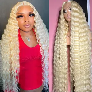 Deep Wave Transparent HD 13X4 13X6 Lace Frontal 613 Raw Human Hair Wigs 360 Full Lace Blonde Curly HD Lace Front Wigs Human Hair