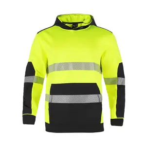 Hi Vis Safety Hoodie for Men Reflective Jacket High Visibility Sweatshirts with Hood