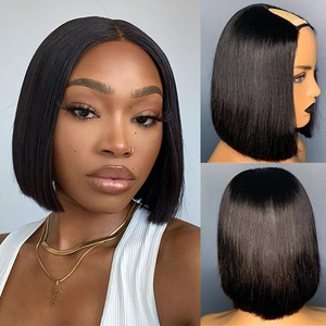 Glueless U Part Short Bob Cut 10-14 pulgadas Doble <span class=keywords><strong>dibujo</strong></span> <span class=keywords><strong>Peluca</strong></span> de cabello humano crudo vietnamita para mujeres - Product Image 2